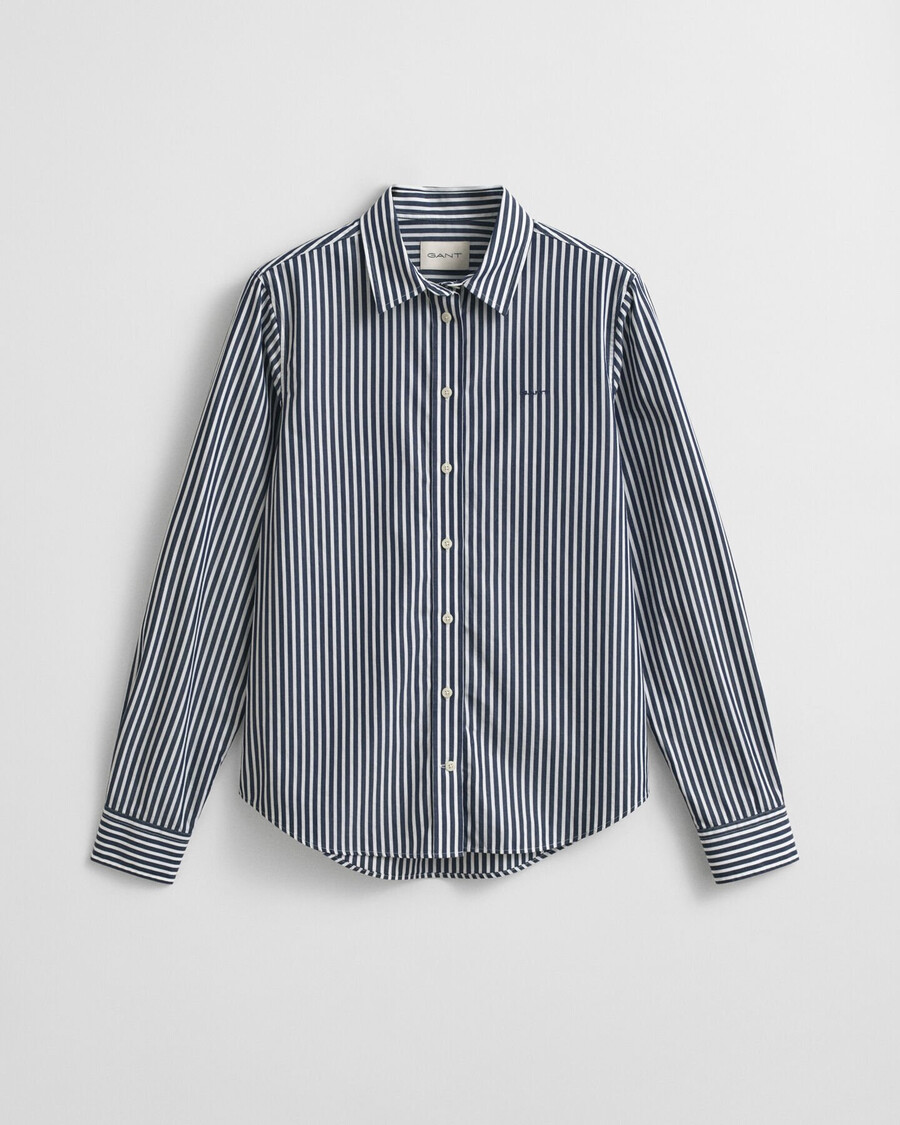 camicia in popeline a righe classiche vestibilità regolare - blu classico