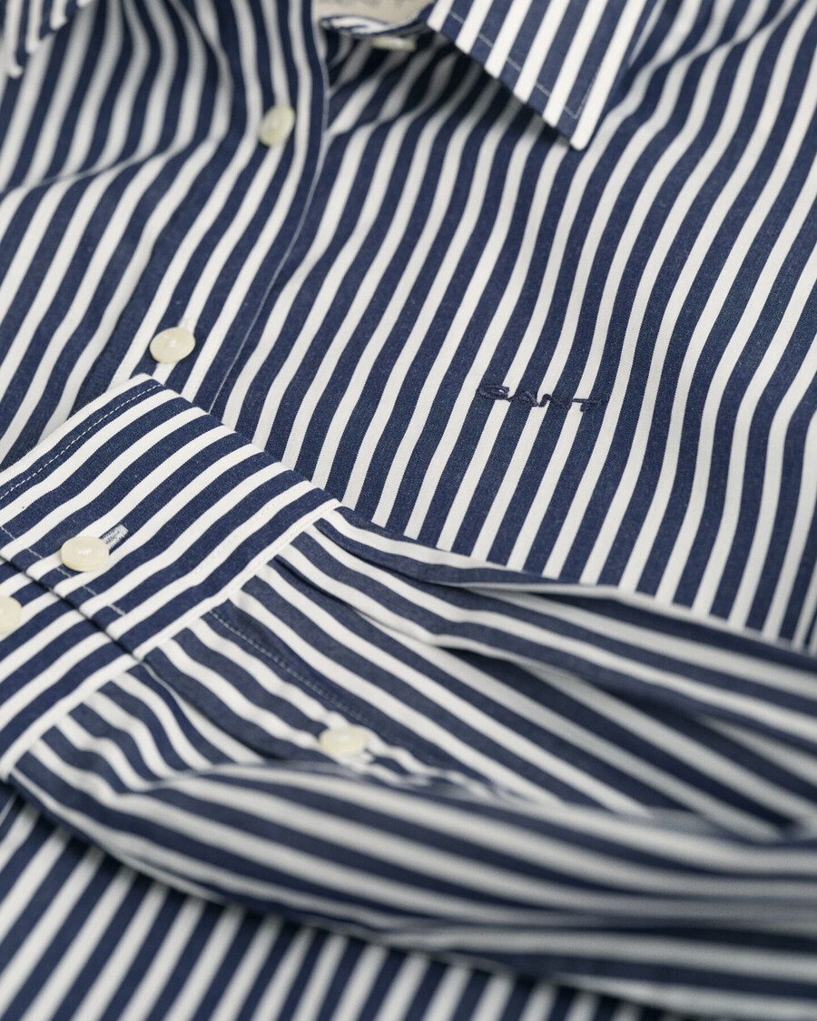 camicia in popeline a righe classiche vestibilità regolare - blu classico