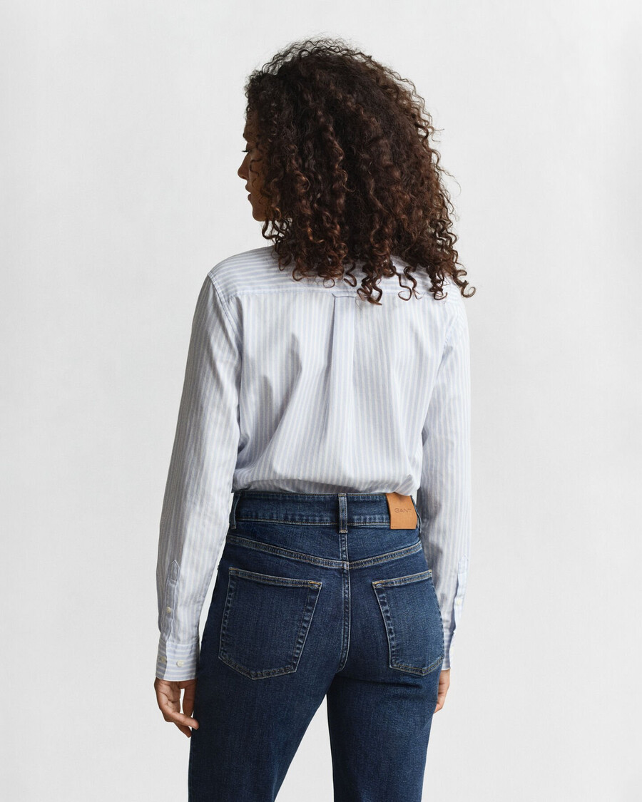 camicia in popeline a righe classiche vestibilità regolare - azzurro