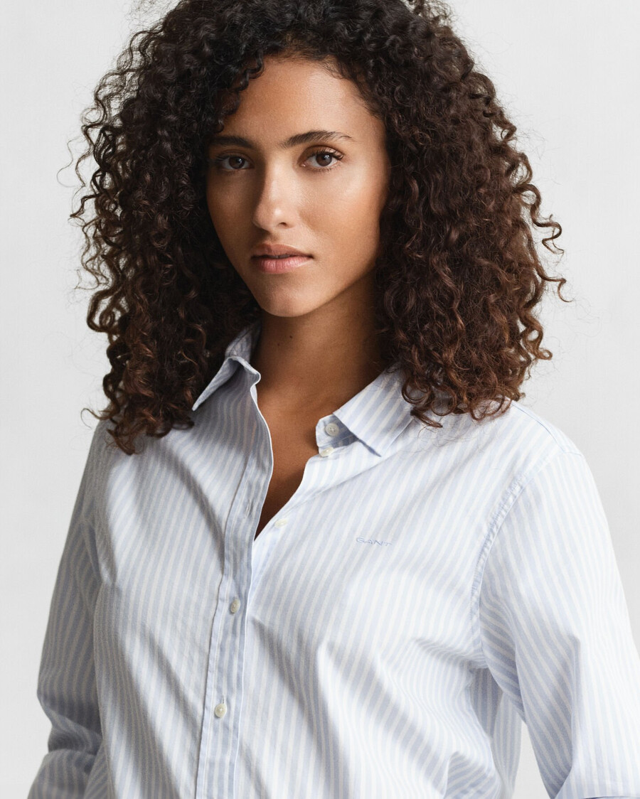 camicia in popeline a righe classiche vestibilità regolare - azzurro
