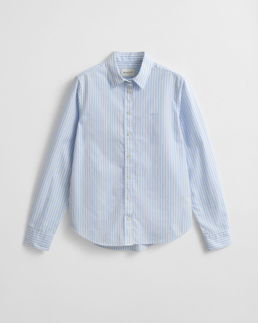 camicia in popeline a righe classiche vestibilità regolare - azzurro