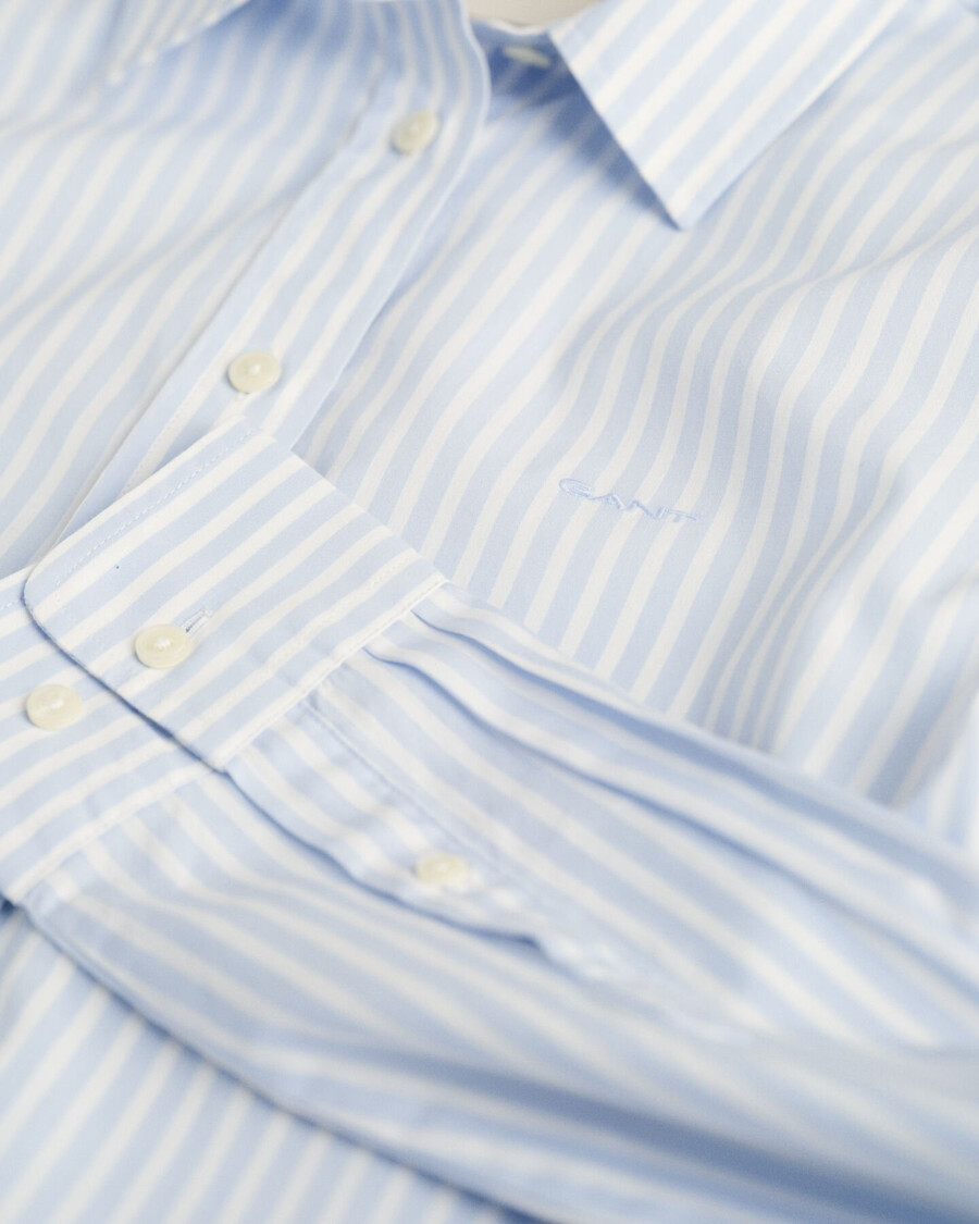 camicia in popeline a righe classiche vestibilità regolare - azzurro