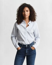 camicia in popeline a righe classiche vestibilità regolare - azzurro