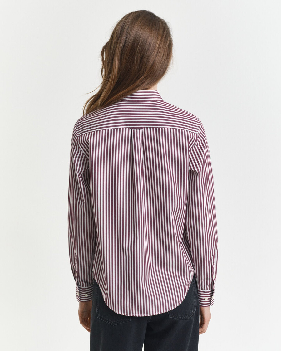 camicia in popeline a righe classiche vestibilità regolare - prugna vino