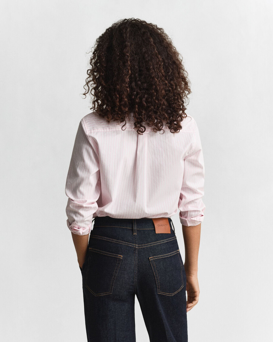 camicia in popeline a righe classiche vestibilità regolare - rosa chiaro