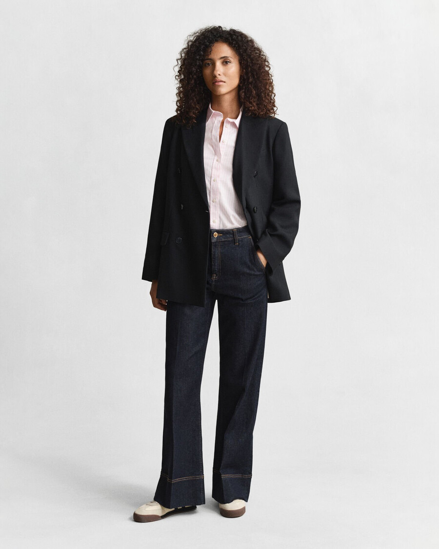 camicia in popeline a righe classiche vestibilità regolare - rosa chiaro