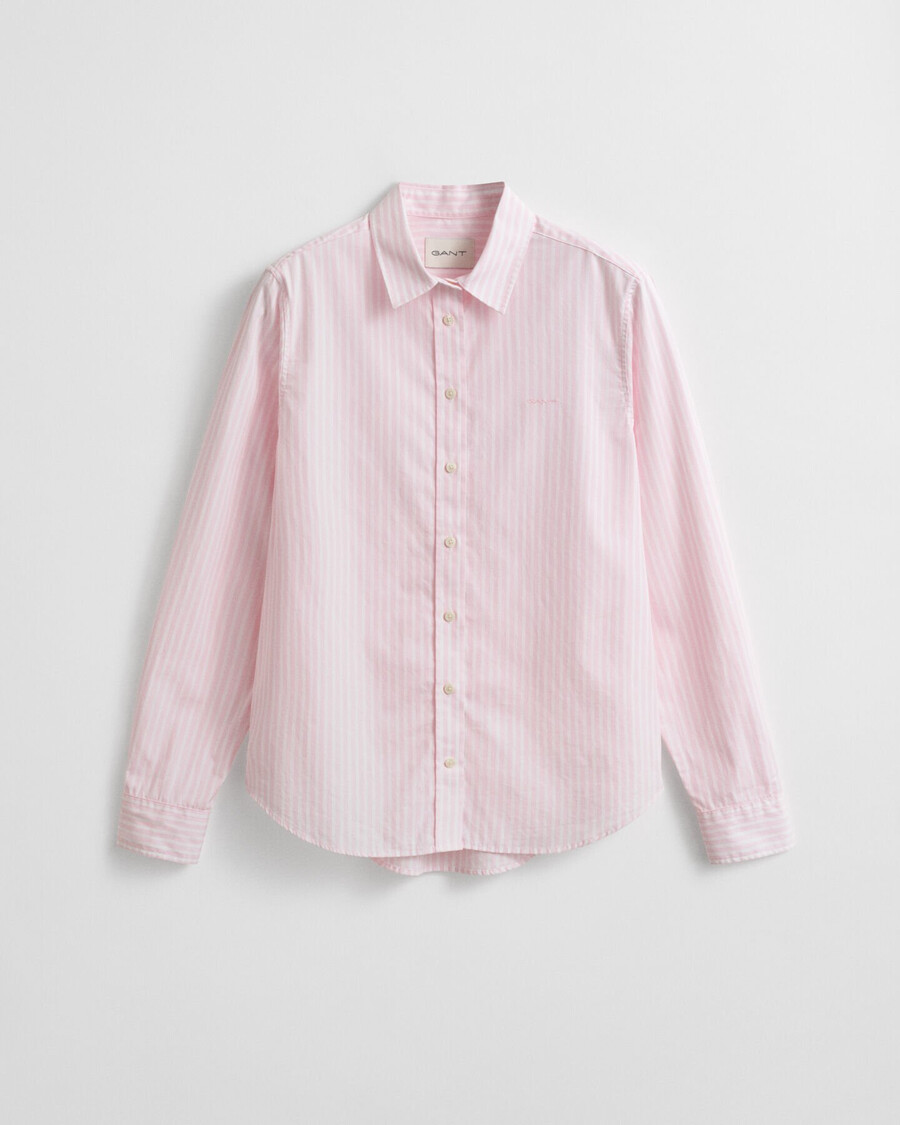 camicia in popeline a righe classiche vestibilità regolare - rosa chiaro