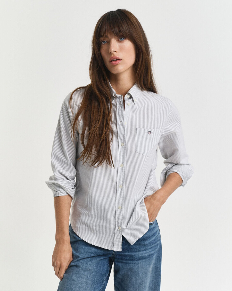 camicia oxford a righe classiche vestibilità regolare - blu classico