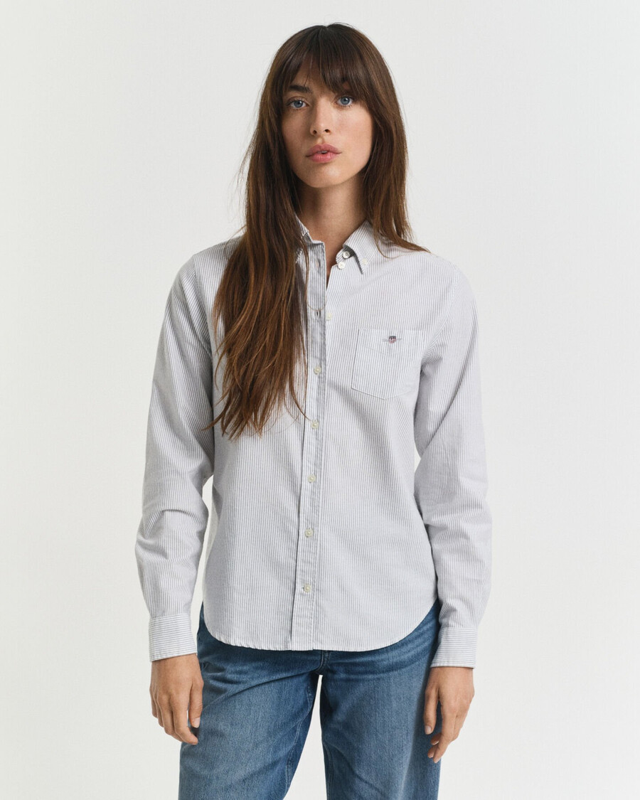 camicia oxford a righe classiche vestibilità regolare - blu classico