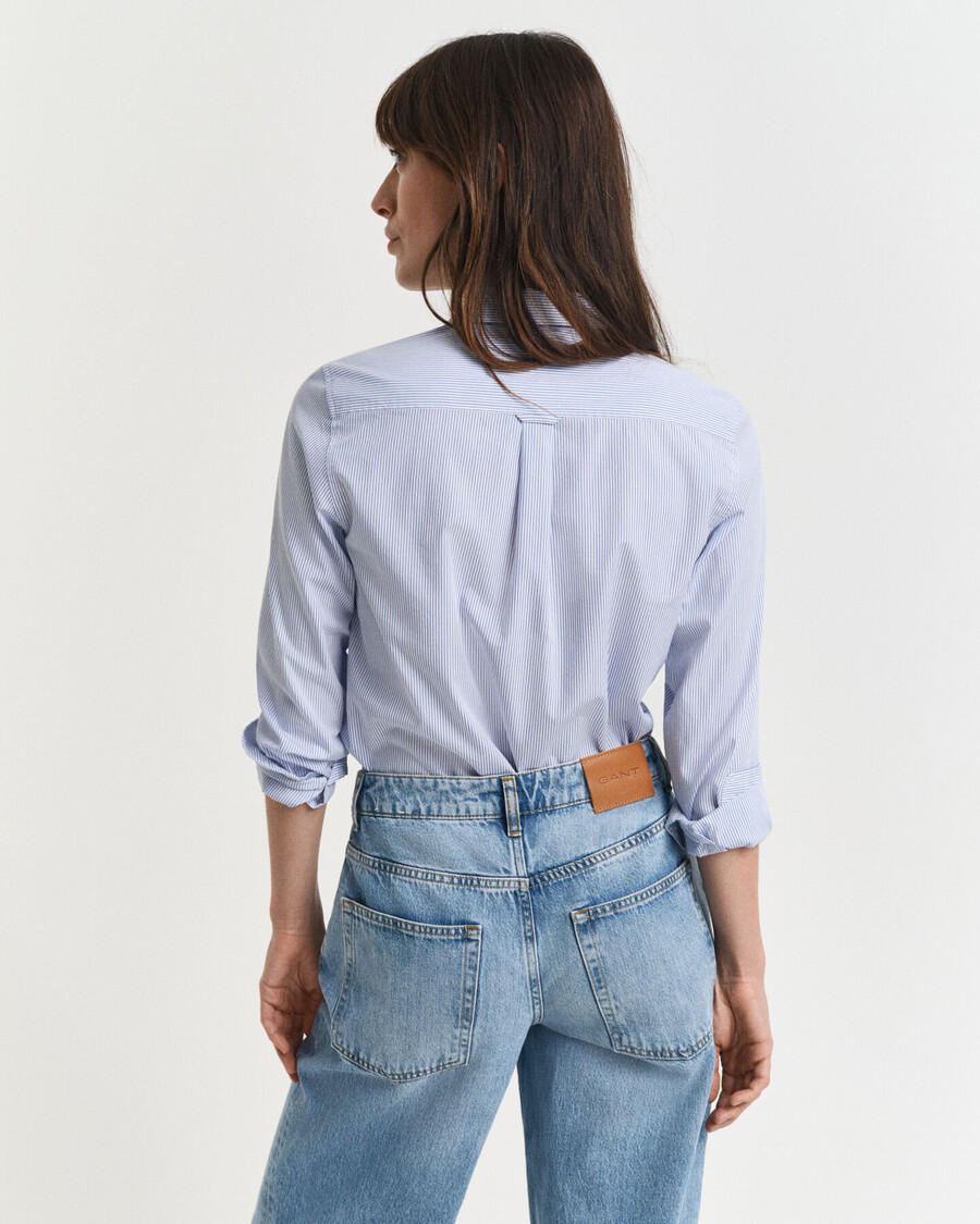 camicia a righe in popeline classica vestibilità regolare - blu perfetto