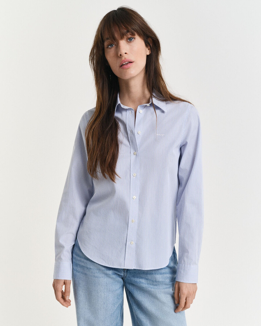 camicia a righe in popeline classica vestibilità regolare - blu perfetto