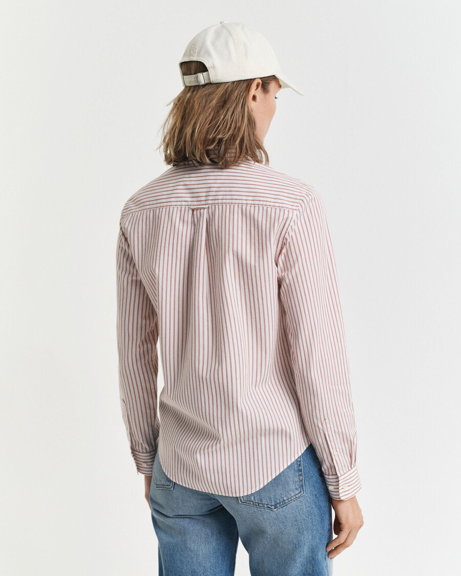 camicia a righe in popeline classica vestibilità regolare - salmone