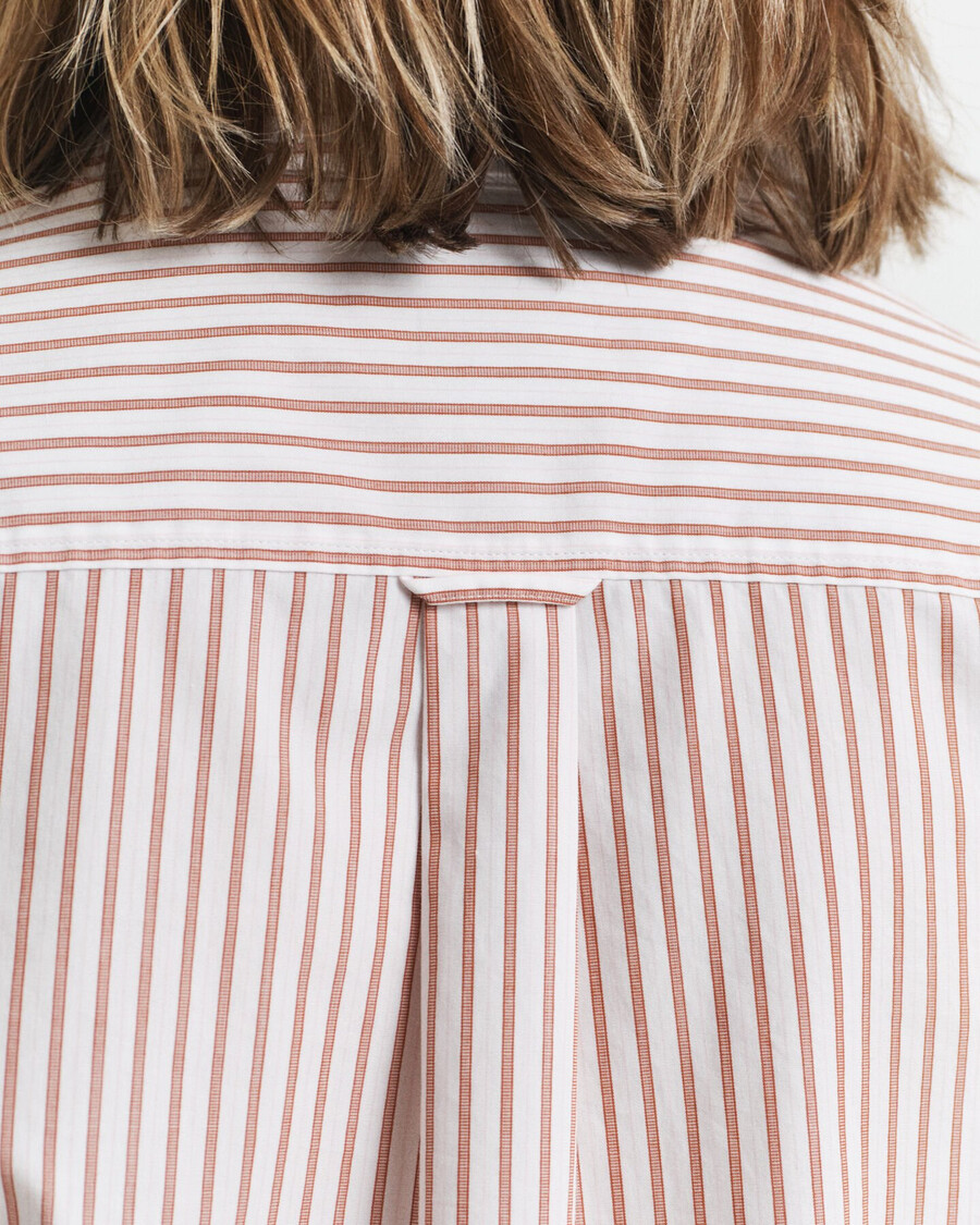 camicia a righe in popeline classica vestibilità regolare - salmone