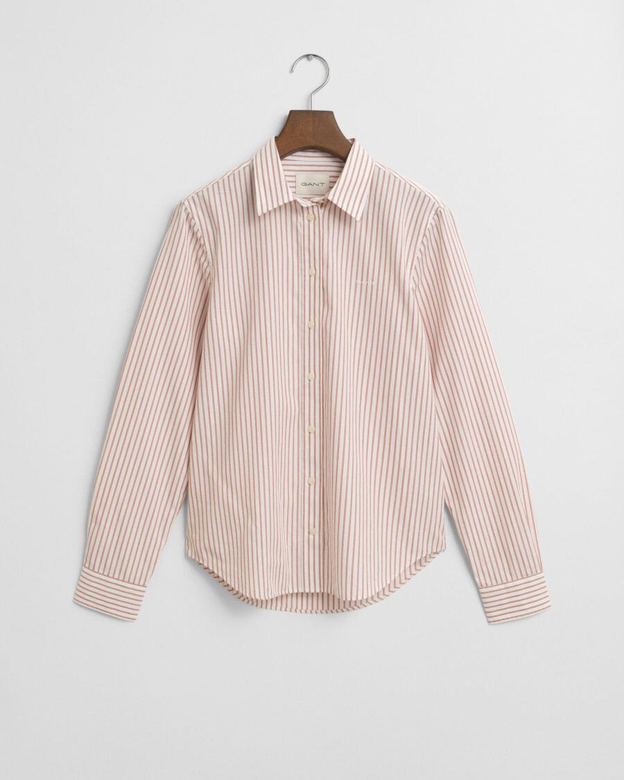 camicia a righe in popeline classica vestibilità regolare - salmone