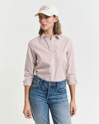 camicia a righe in popeline classica vestibilità regolare - salmone