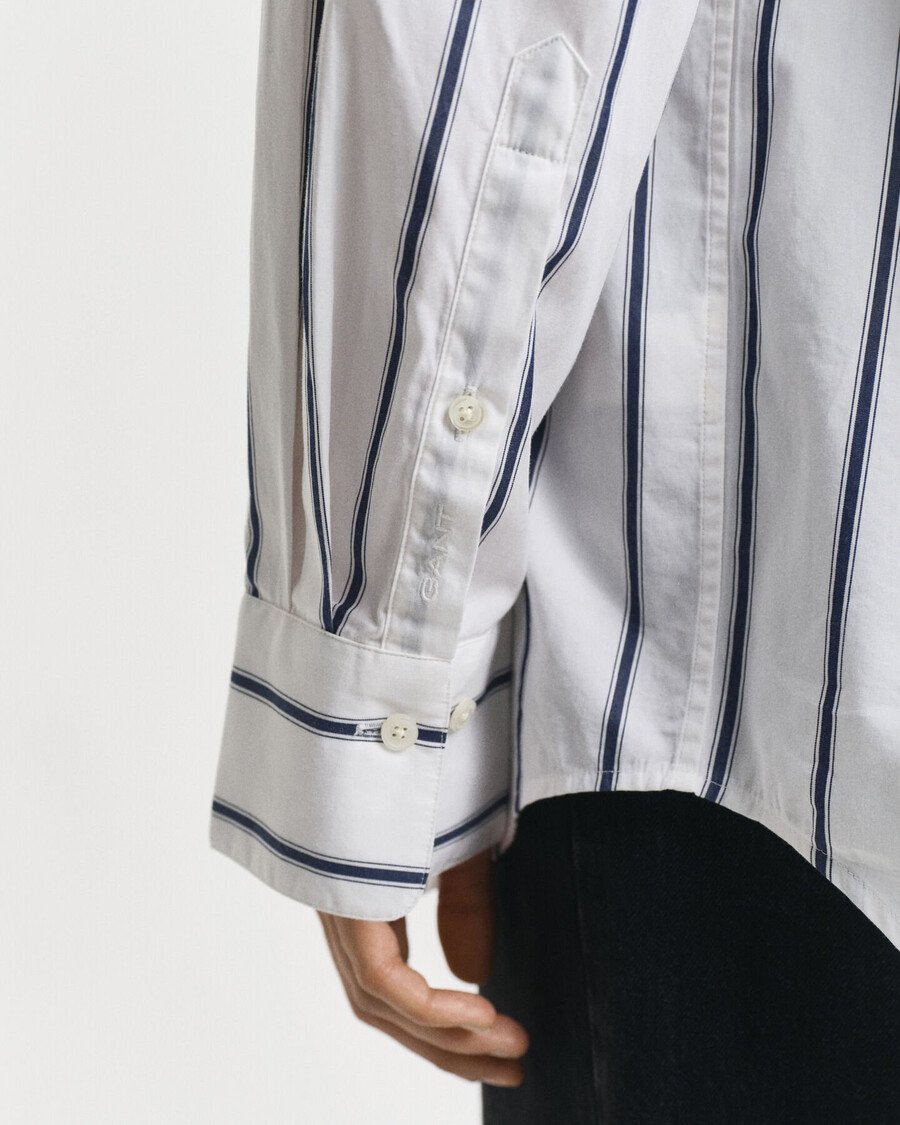 camicia oversize in popeline a righe classiche - blu persiano