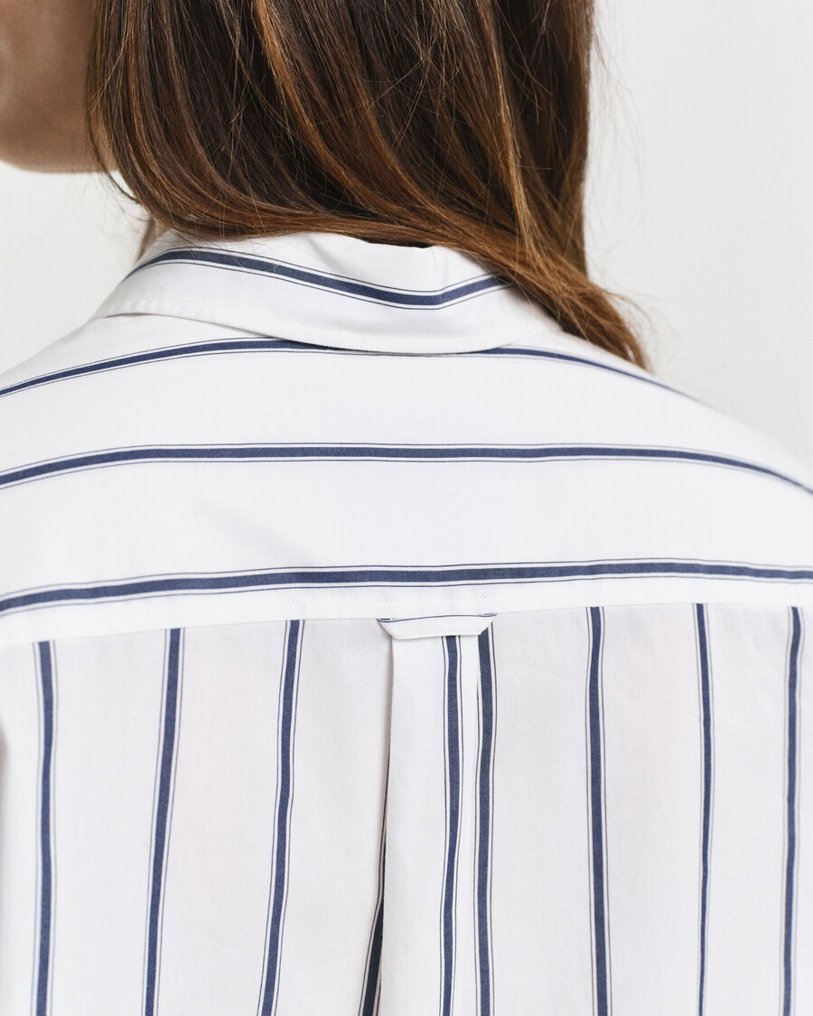camicia oversize in popeline a righe classiche - blu persiano