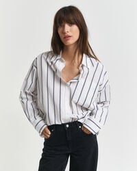 camicia oversize in popeline a righe classiche - blu persiano