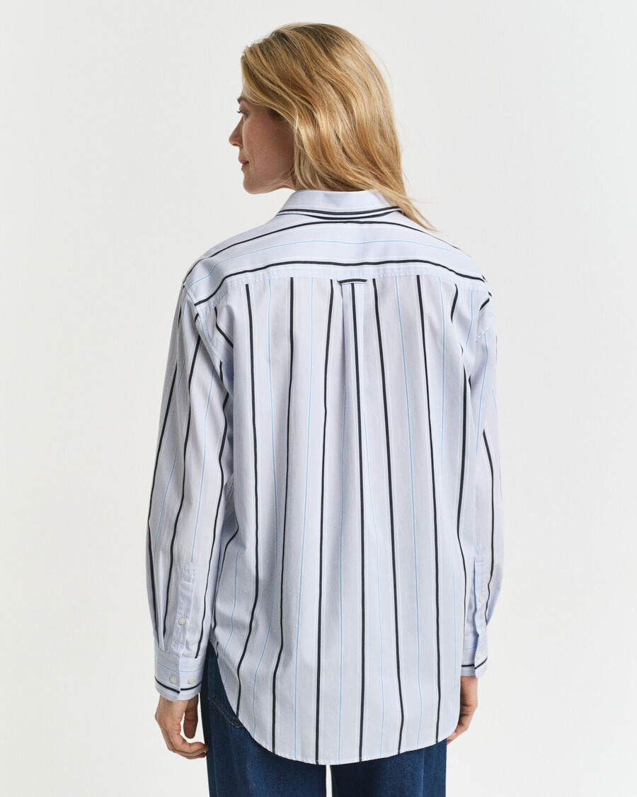 camicia in popeline a righe classiche dal taglio rilassato - azzurro