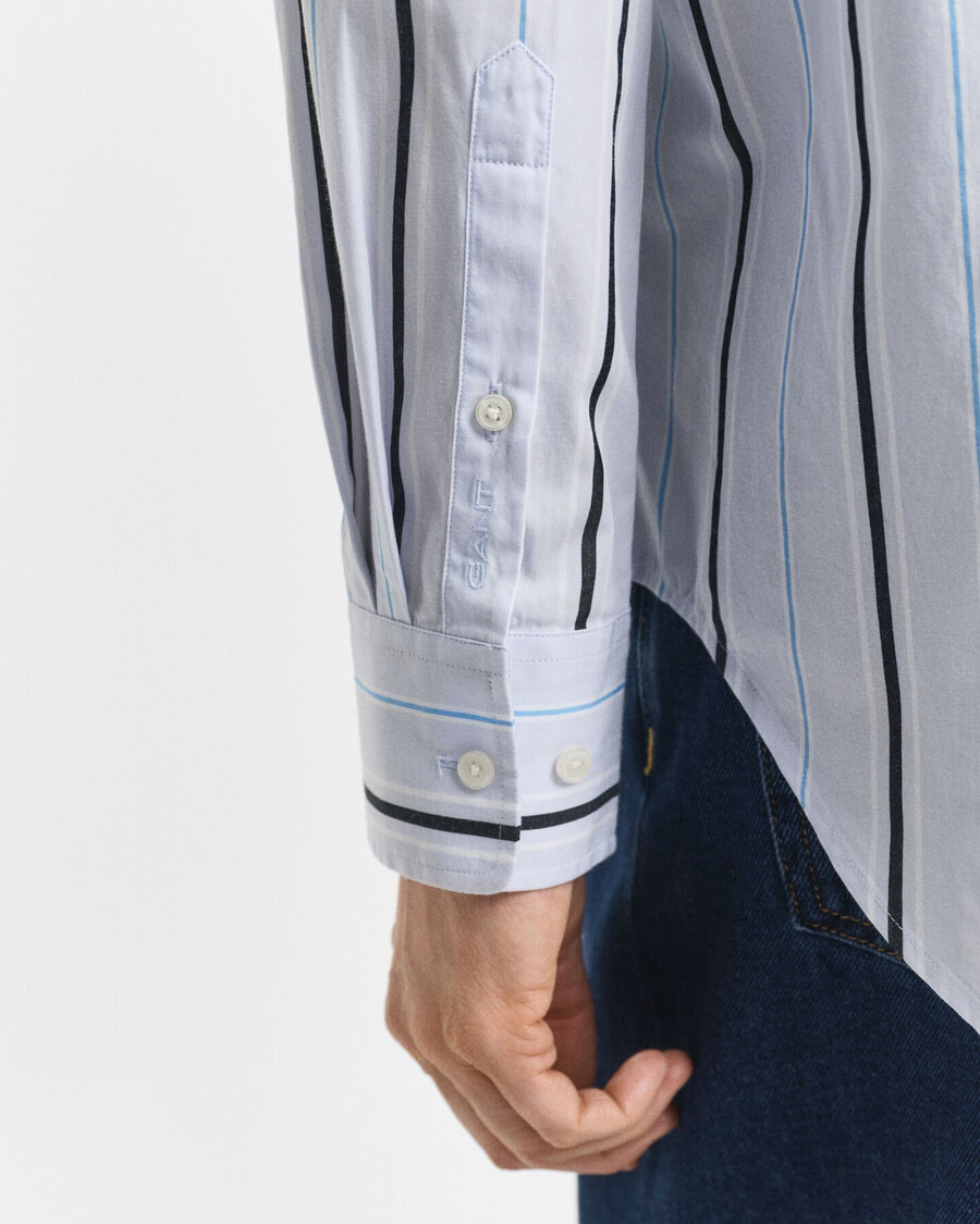 camicia in popeline a righe classiche dal taglio rilassato - azzurro