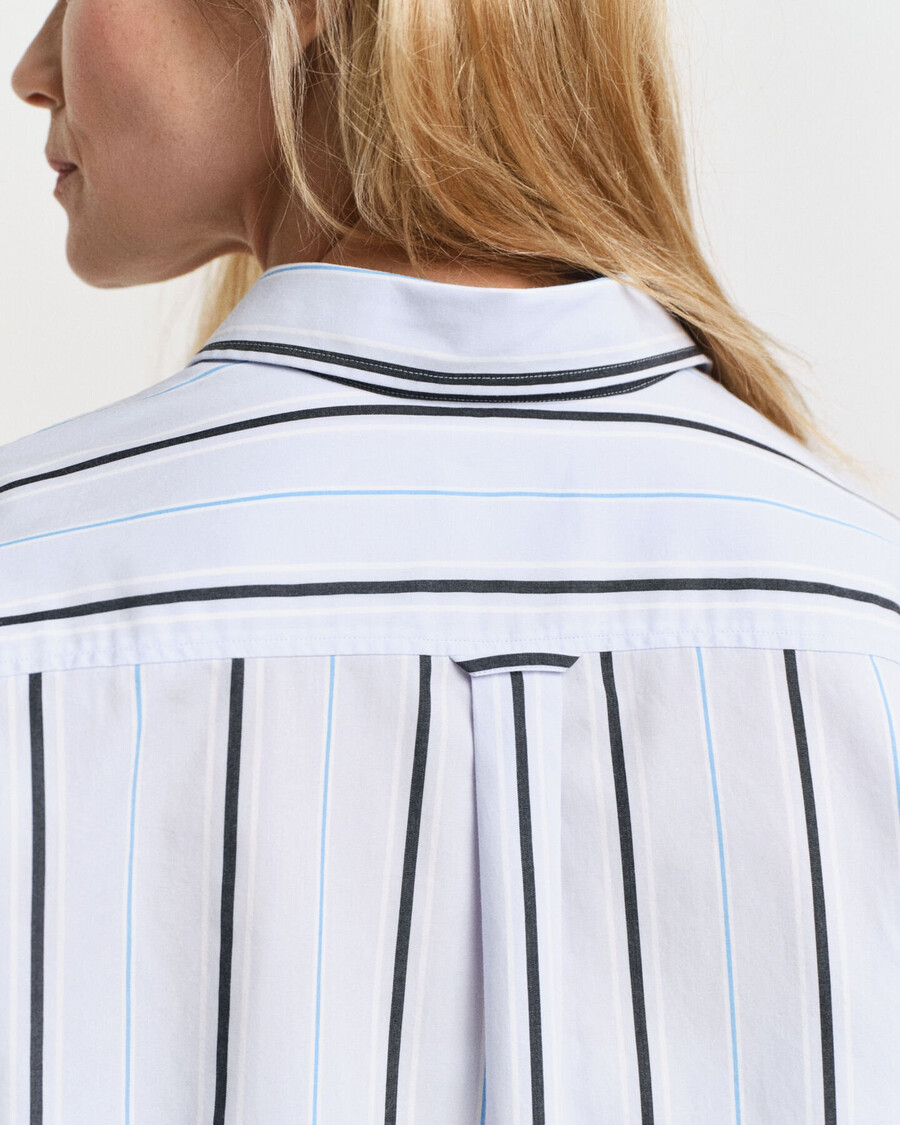 camicia in popeline a righe classiche dal taglio rilassato - azzurro