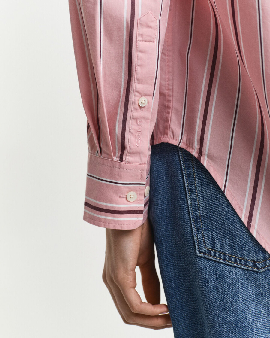 camicia in popeline a righe classiche dal taglio rilassato - summer rose