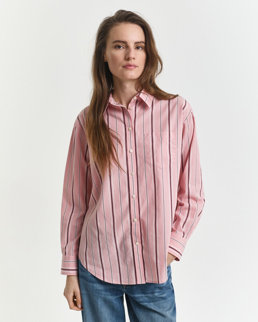 camicia in popeline a righe classiche dal taglio rilassato - summer rose