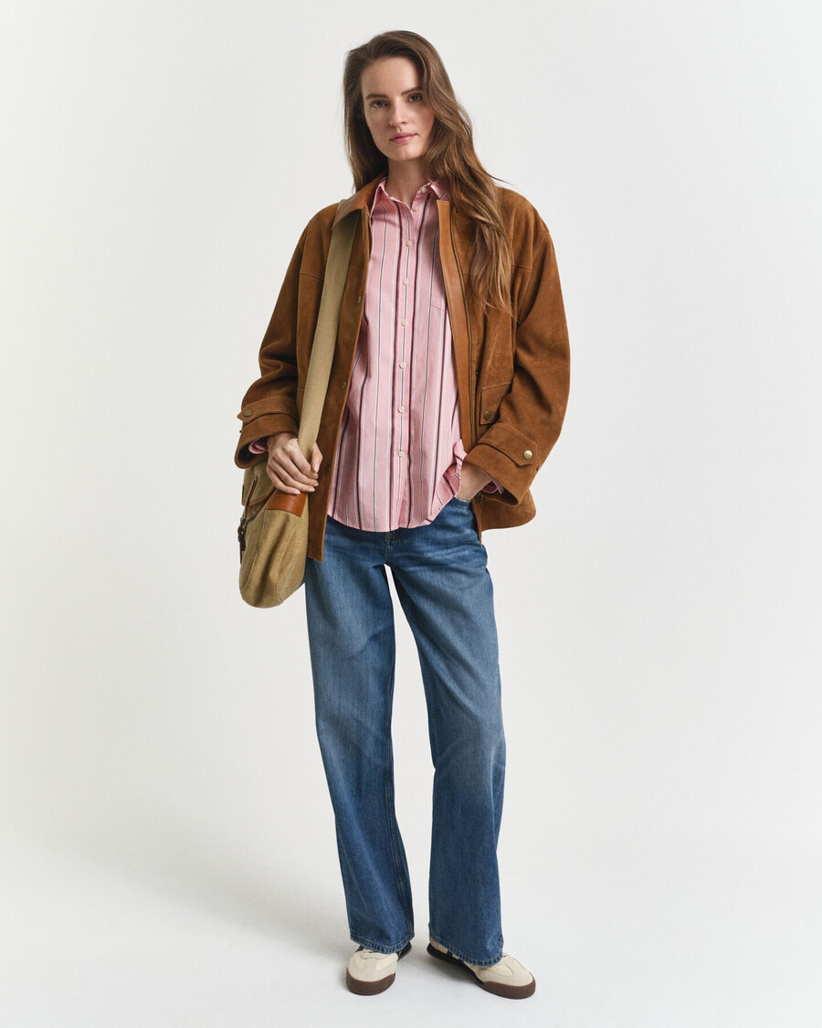 camicia in popeline a righe classiche dal taglio rilassato - summer rose