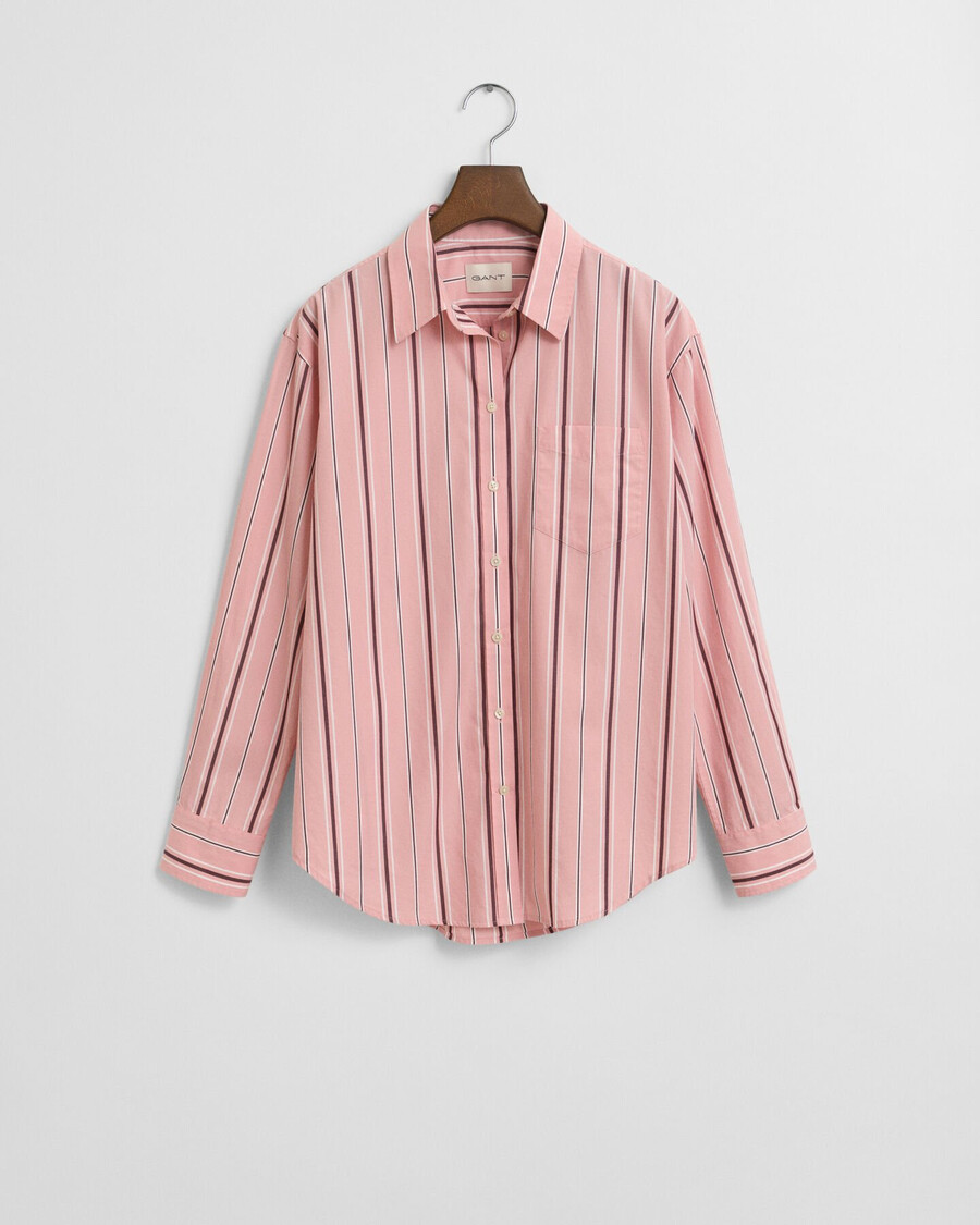 camicia in popeline a righe classiche dal taglio rilassato - summer rose