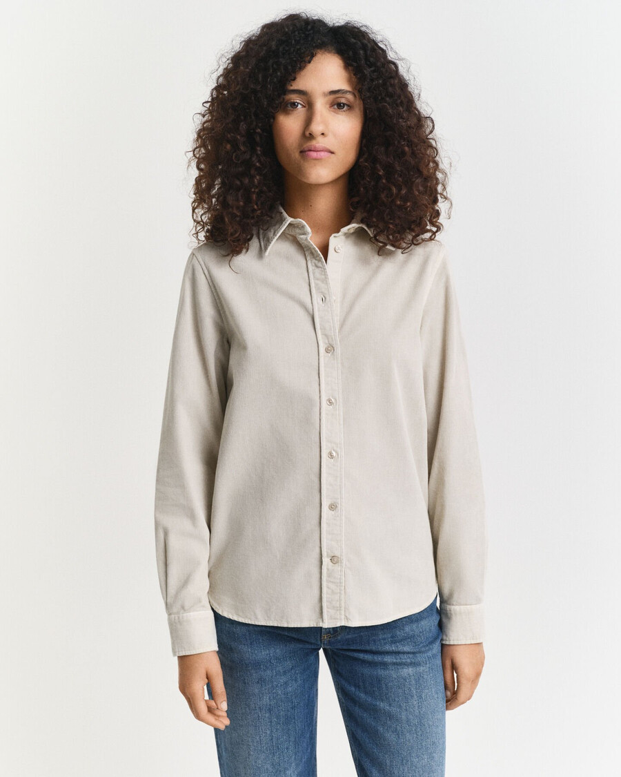 camicia in velluto a coste vestibilità regolare - putty
