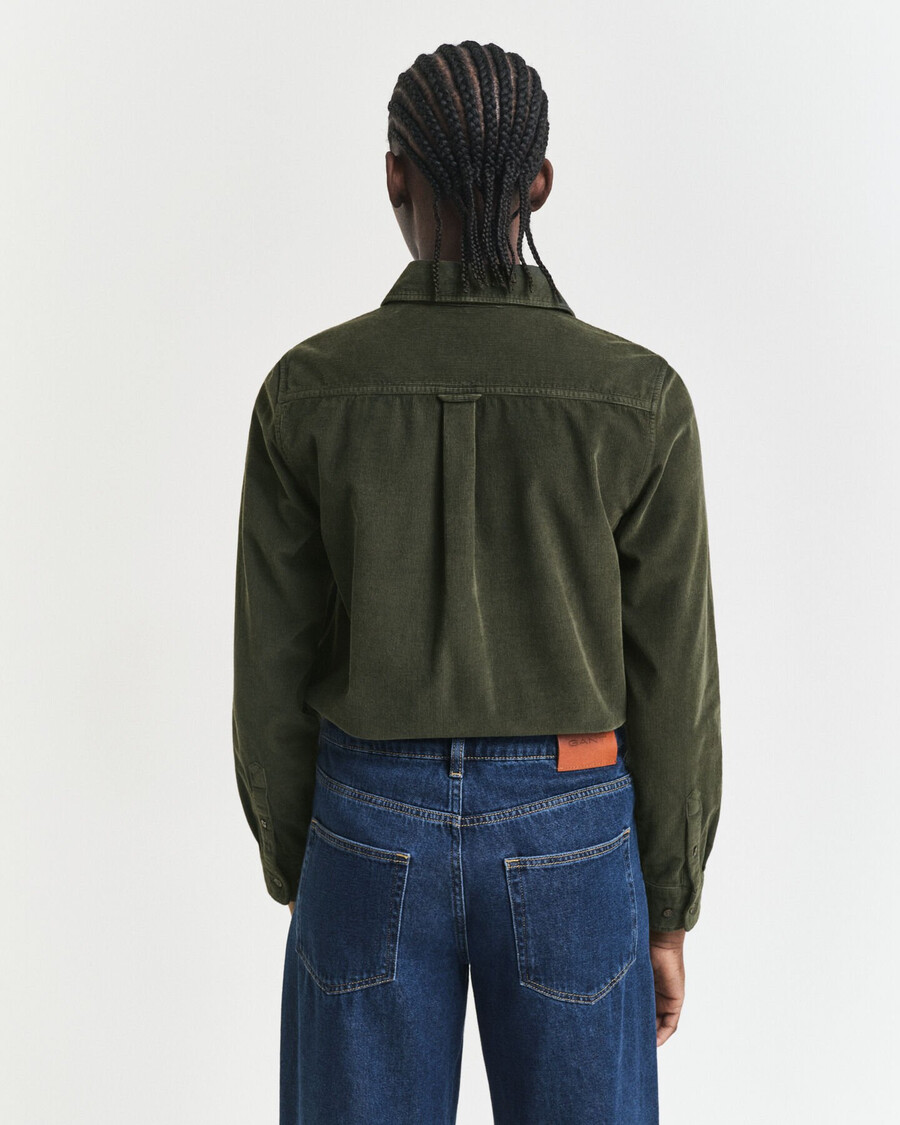 camicia in velluto a coste regular fit - verde muschio scuro