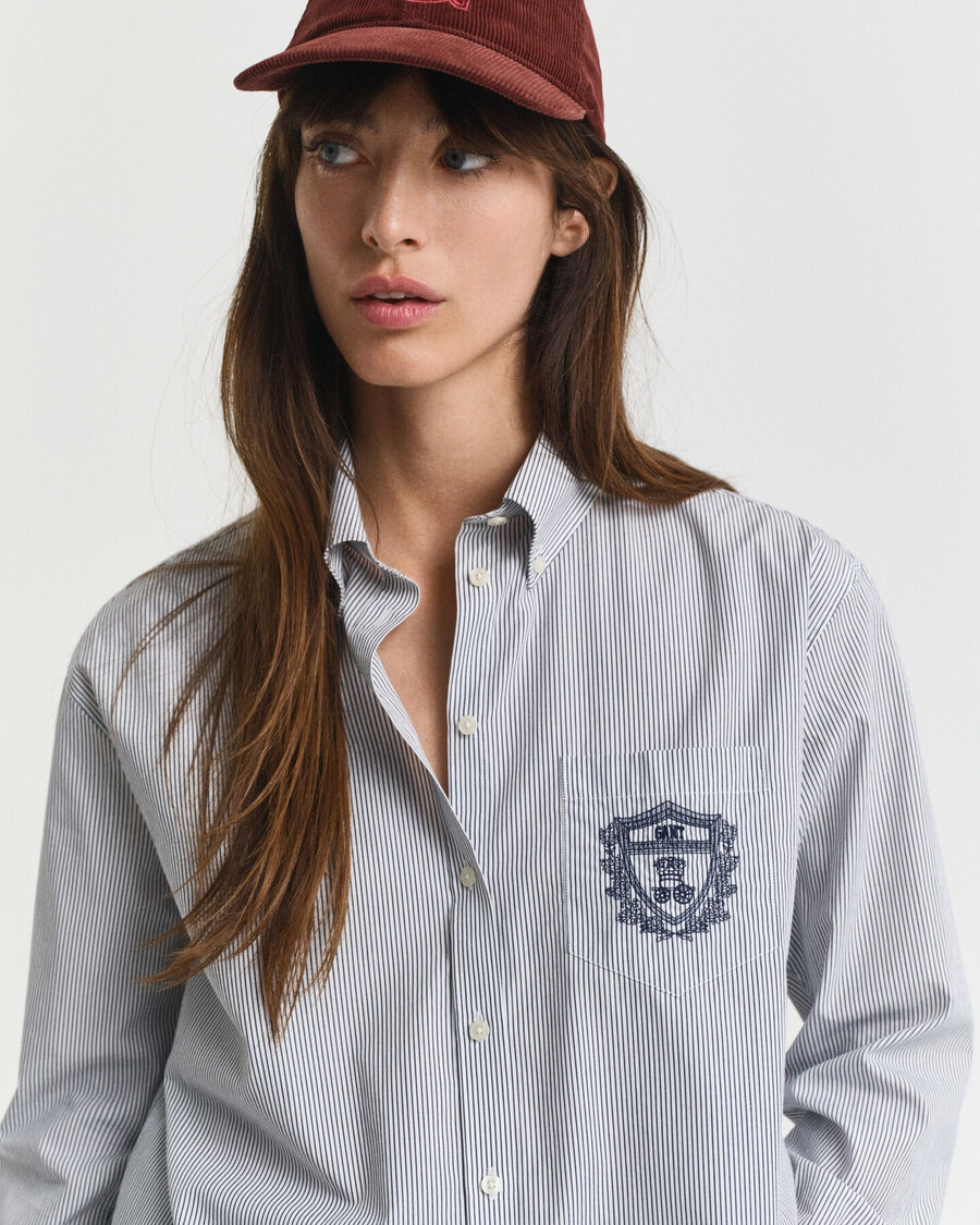 camicia classica in popeline con grafica dal taglio rilassato - blu persiano