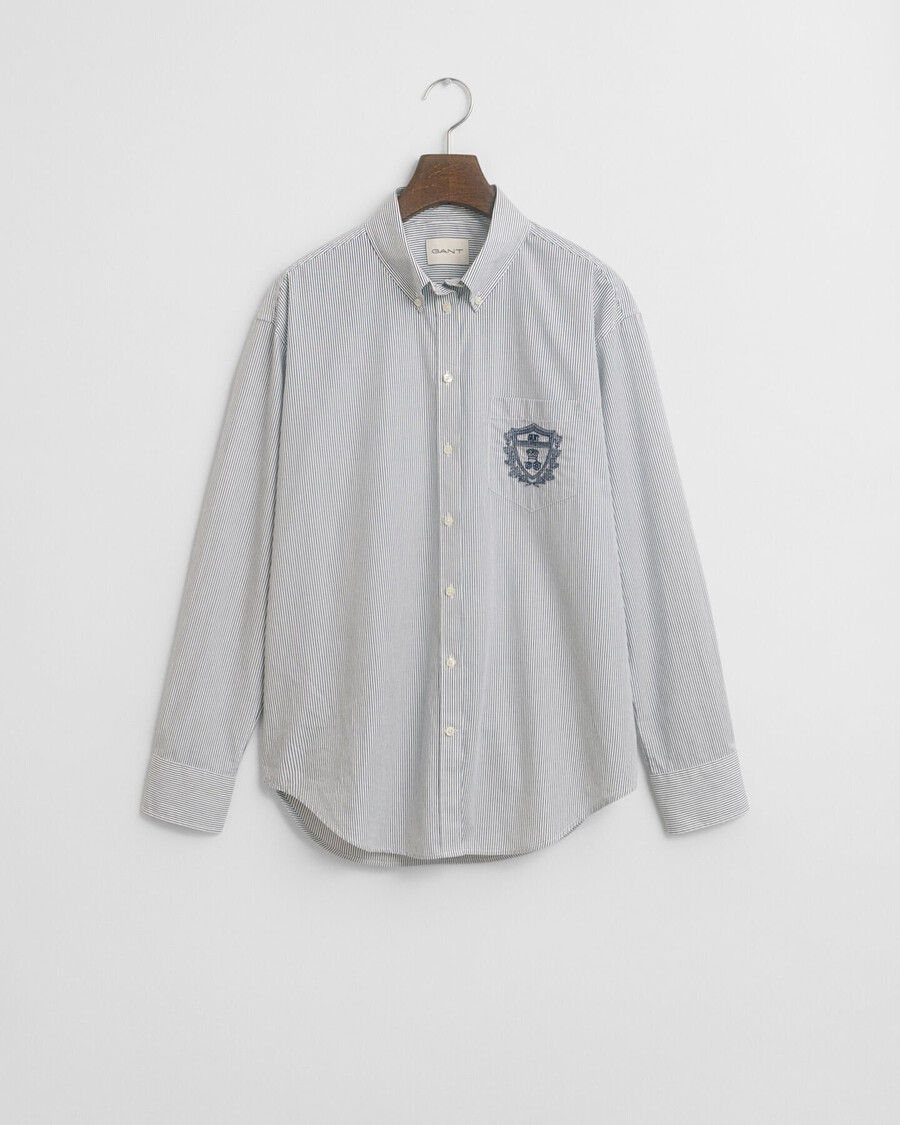 camicia classica in popeline con grafica dal taglio rilassato - blu persiano