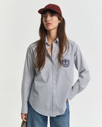camicia classica in popeline con grafica dal taglio rilassato - blu persiano