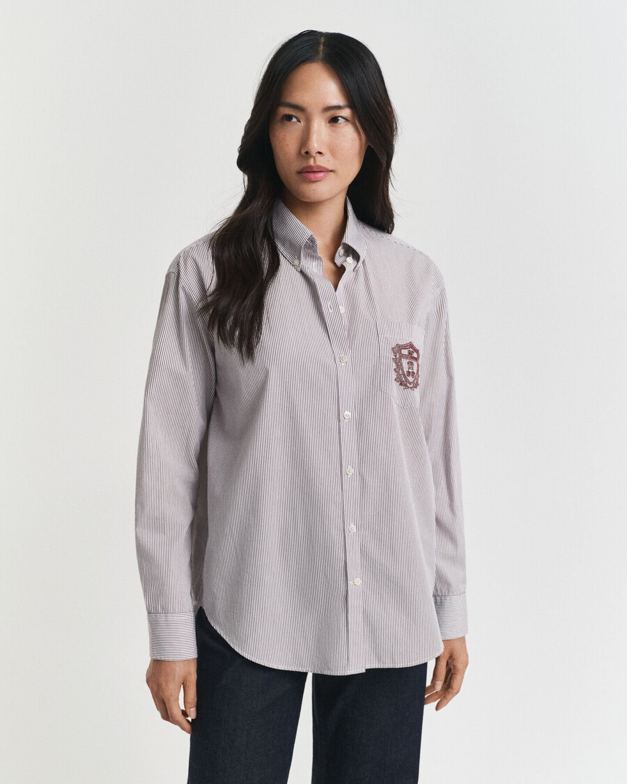 camicia classica in popeline con grafica relaxed fit - prugna vino