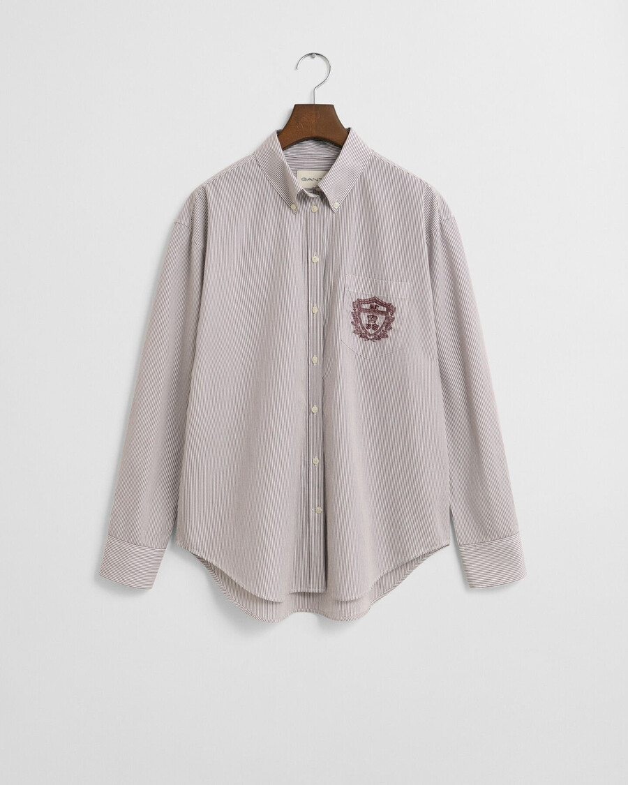 camicia classica in popeline con grafica relaxed fit - prugna vino
