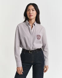 camicia classica in popeline con grafica relaxed fit - prugna vino