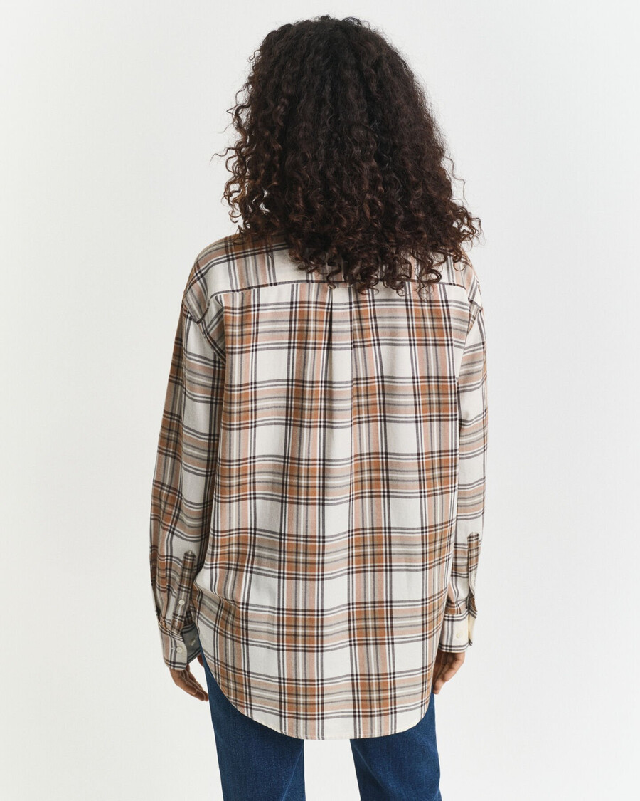camicia in flanella a quadri dal taglio rilassato - crema