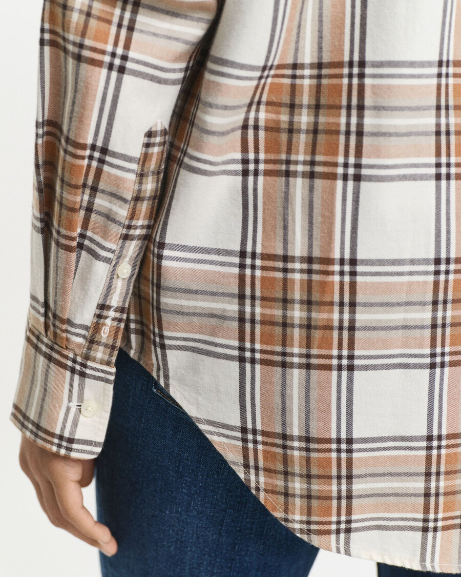 camicia in flanella a quadri dal taglio rilassato - crema