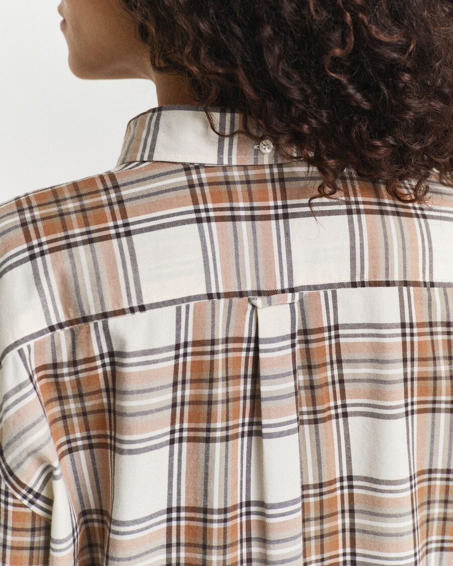 camicia in flanella a quadri dal taglio rilassato - crema
