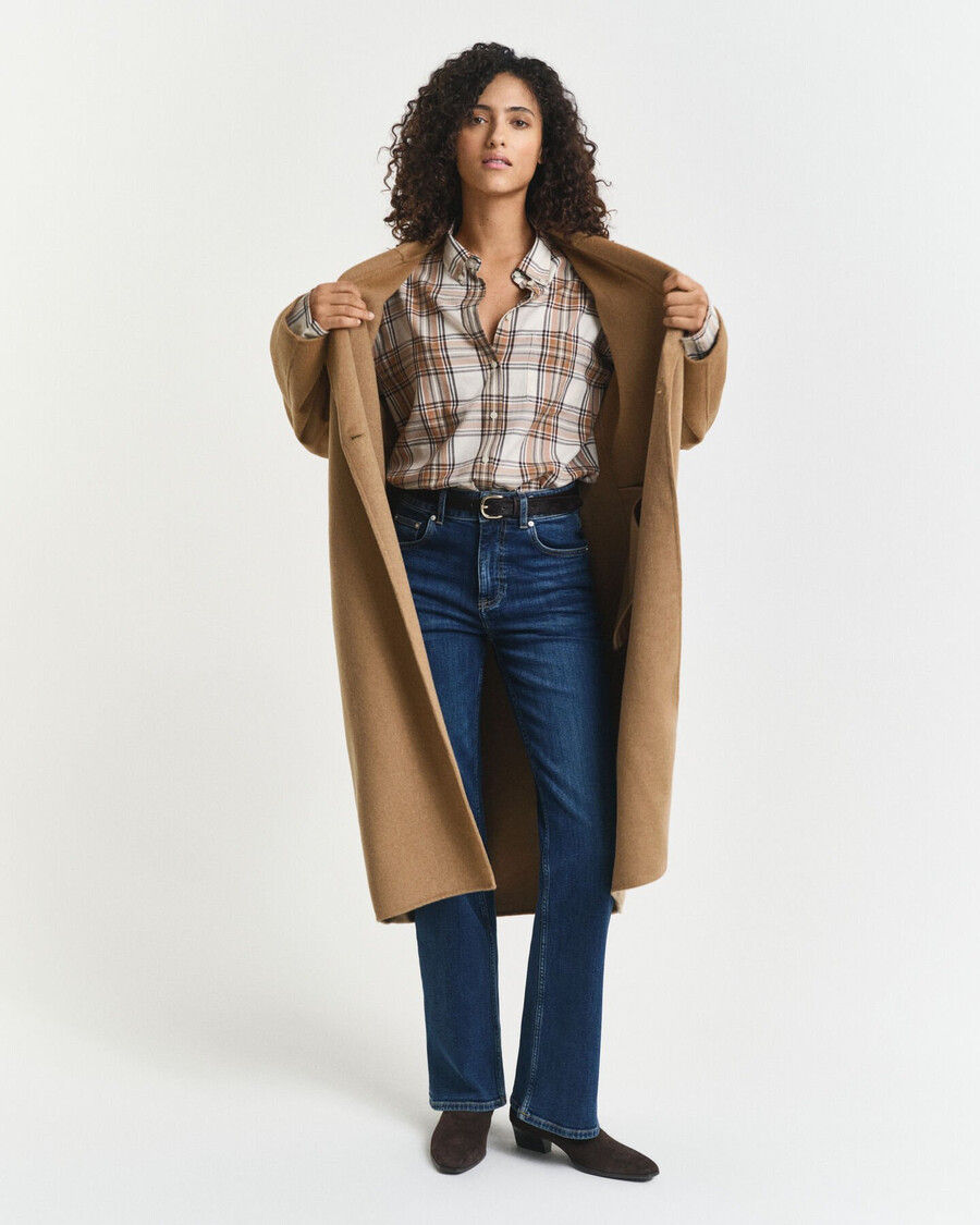 camicia in flanella a quadri dal taglio rilassato - crema