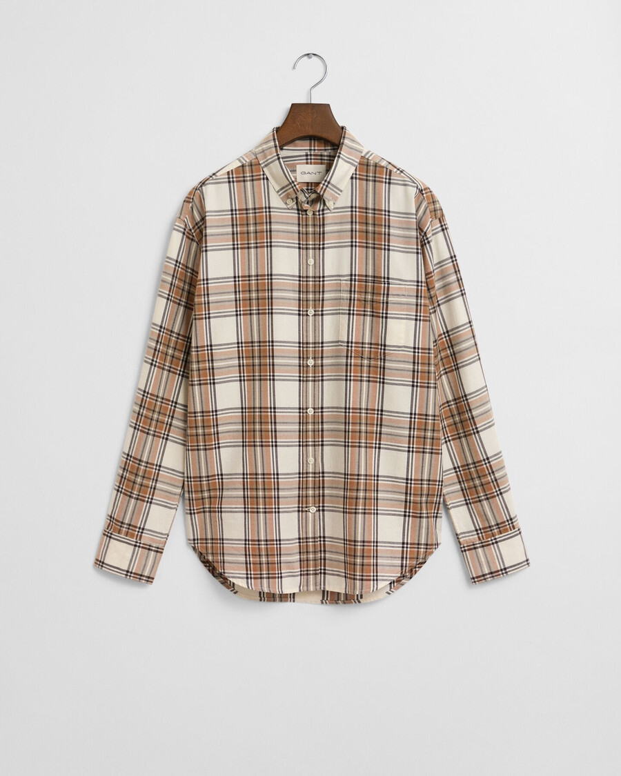 camicia in flanella a quadri dal taglio rilassato - crema