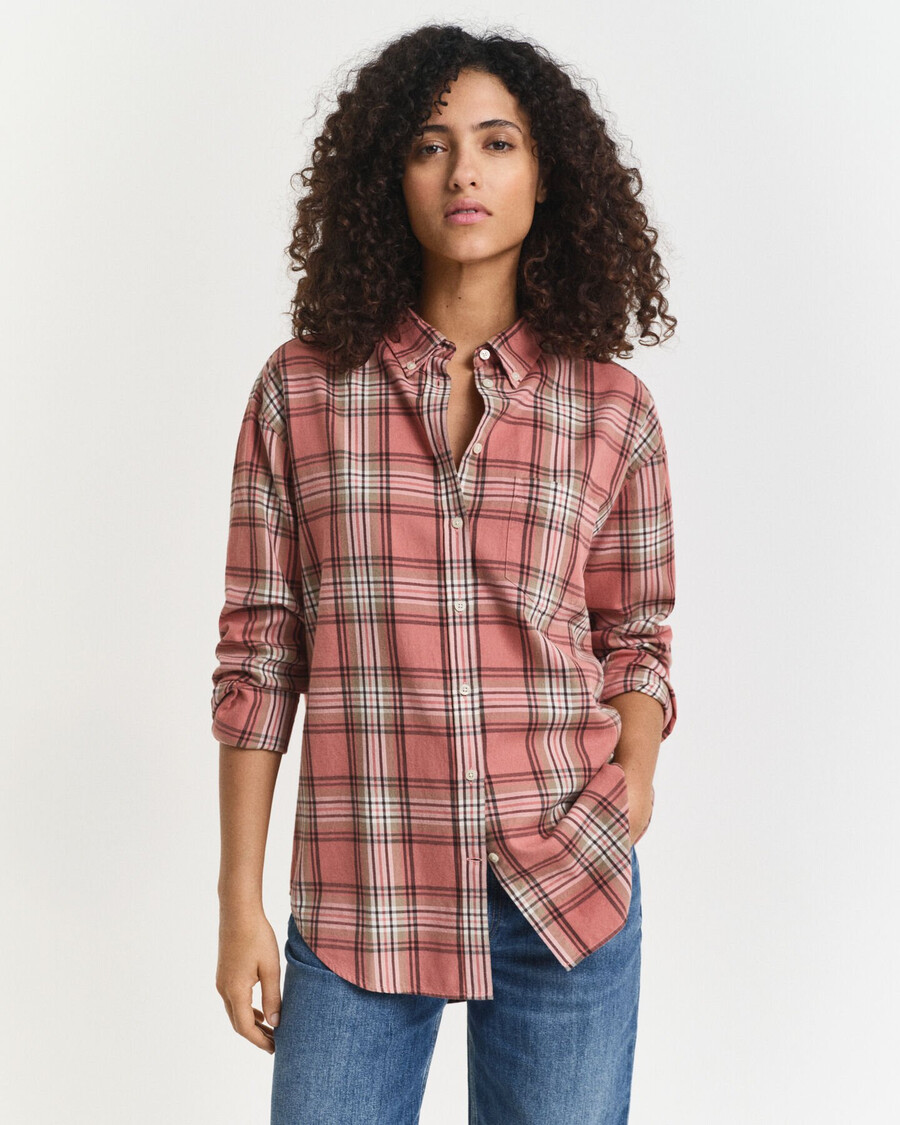 camicia in flanella a quadri dal taglio rilassato - mattone sbiadito