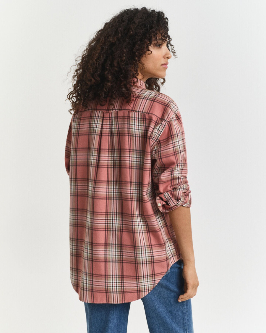 camicia in flanella a quadri dal taglio rilassato - mattone sbiadito