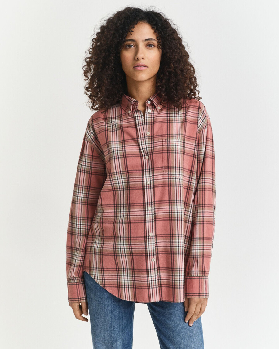 camicia in flanella a quadri dal taglio rilassato - mattone sbiadito