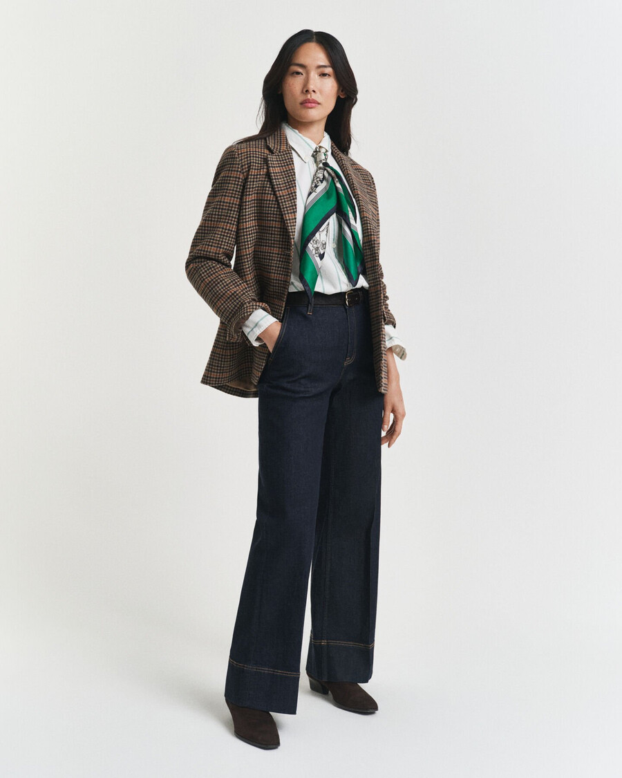 camicia oxford a righe classiche dal taglio rilassato - verde intenso