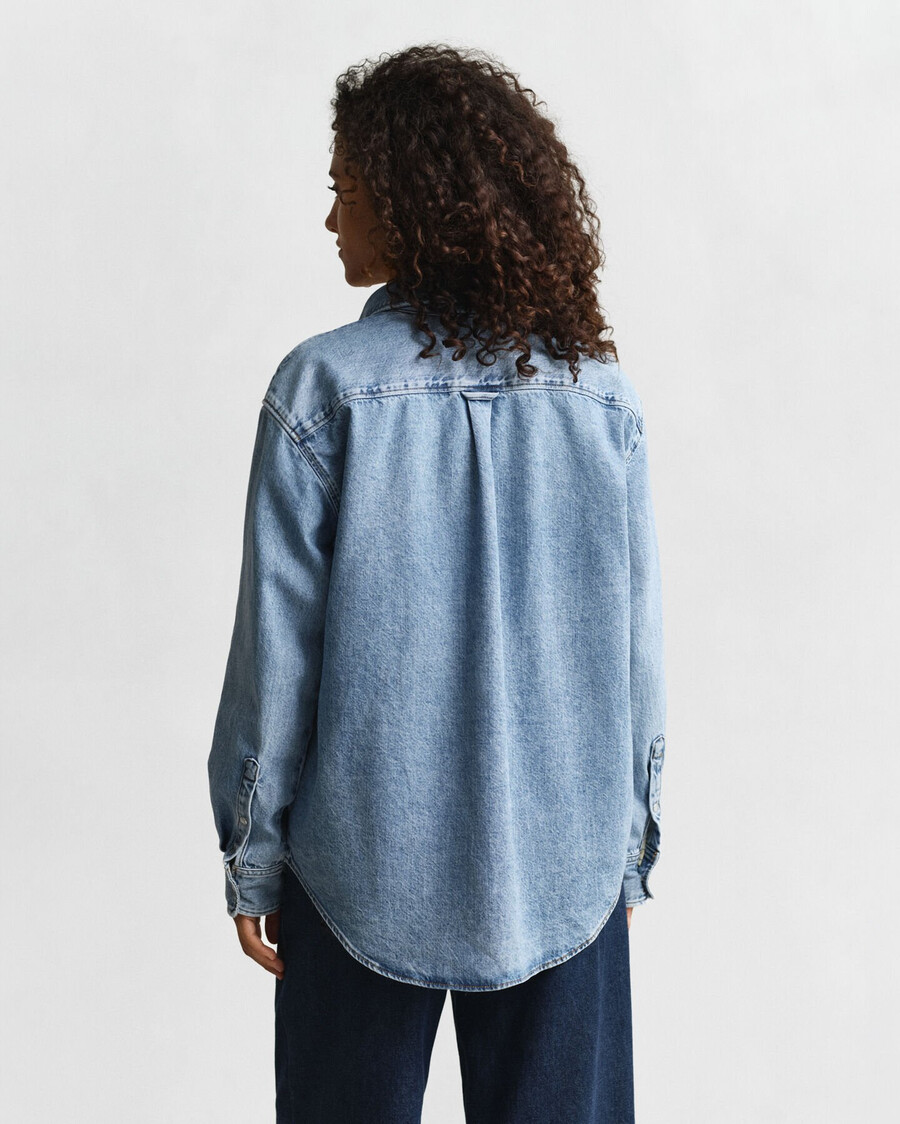 camicia in denim dal taglio rilassato - blu medio consumato