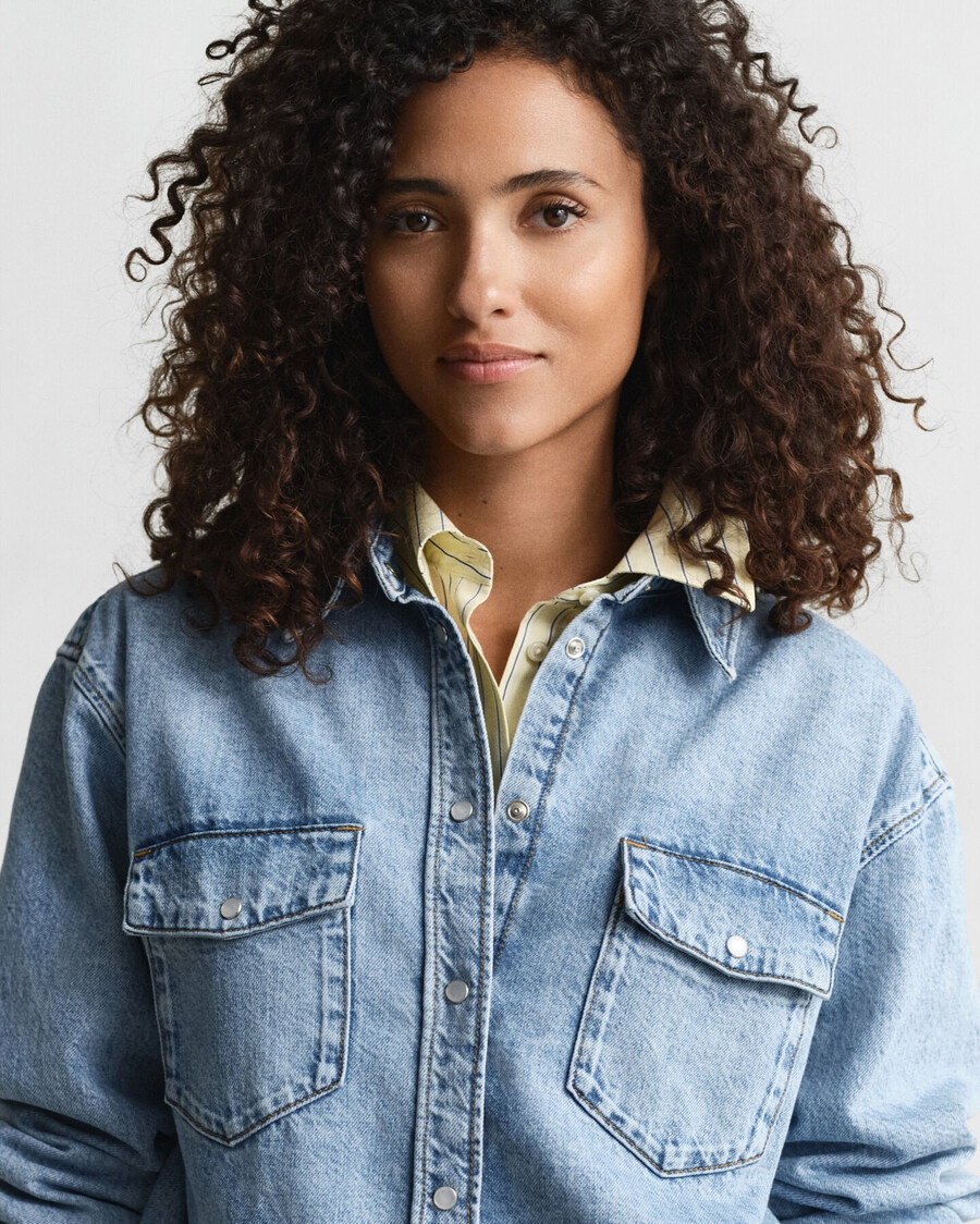 camicia in denim dal taglio rilassato - blu medio consumato