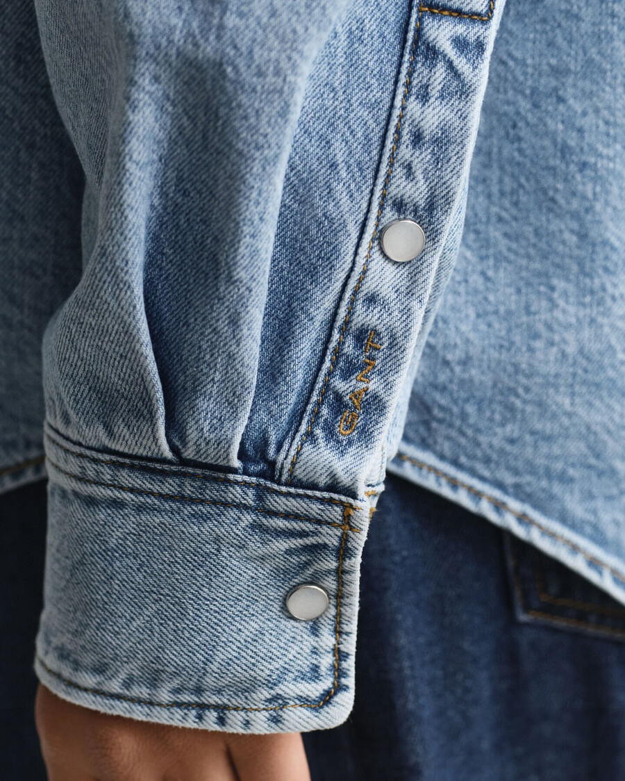 camicia in denim dal taglio rilassato - blu medio consumato
