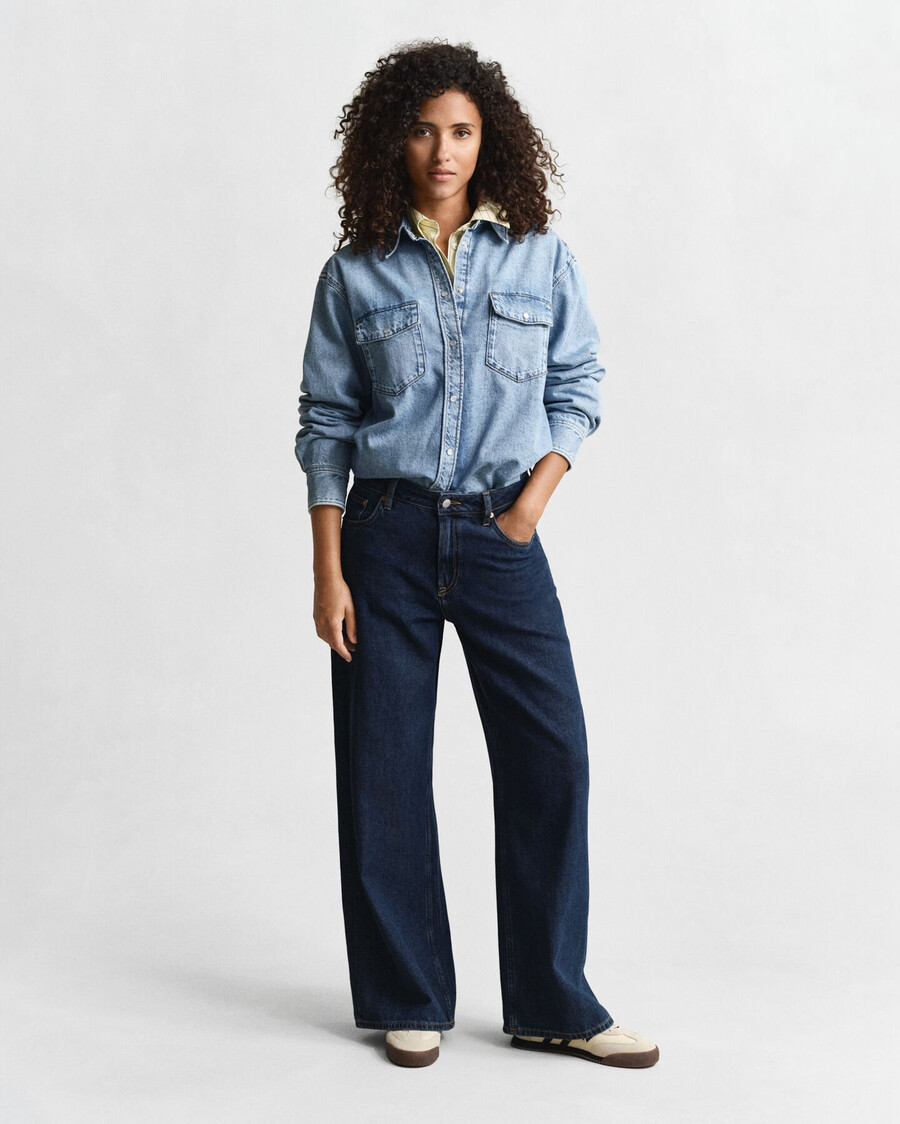 camicia in denim dal taglio rilassato - blu medio consumato